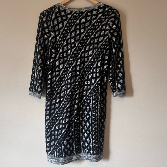 Anthropologie Moth Gray Black Patterned Wool Blend Sweater Dress Size Small - Picture 6 of 7